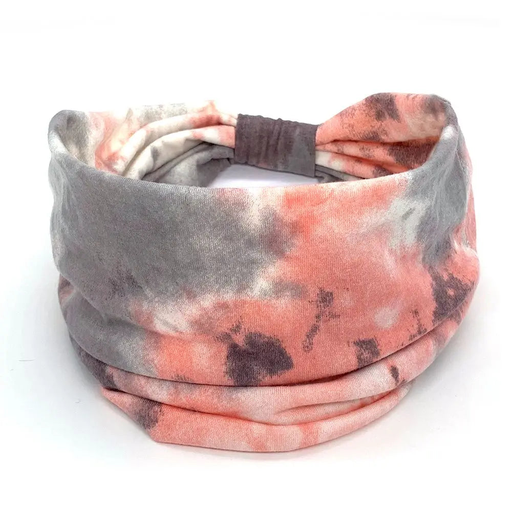 Hair Scarfs Boho for Women Girls Criss Cross Yoga Twist Headbands Sport Head Wraps Tie Dye Turban Wide Knotted Headbands