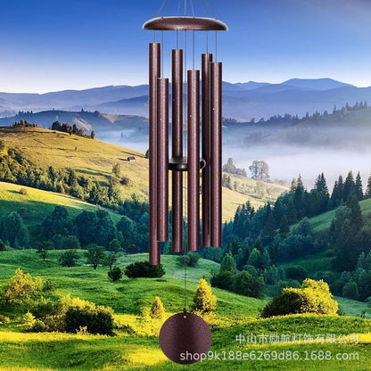 45 Inch Outdoor Wind Chime Red Aluminum Tube Garden Bell With Iron Top Cap Musical Yard Patio Decoration Gift For Mom