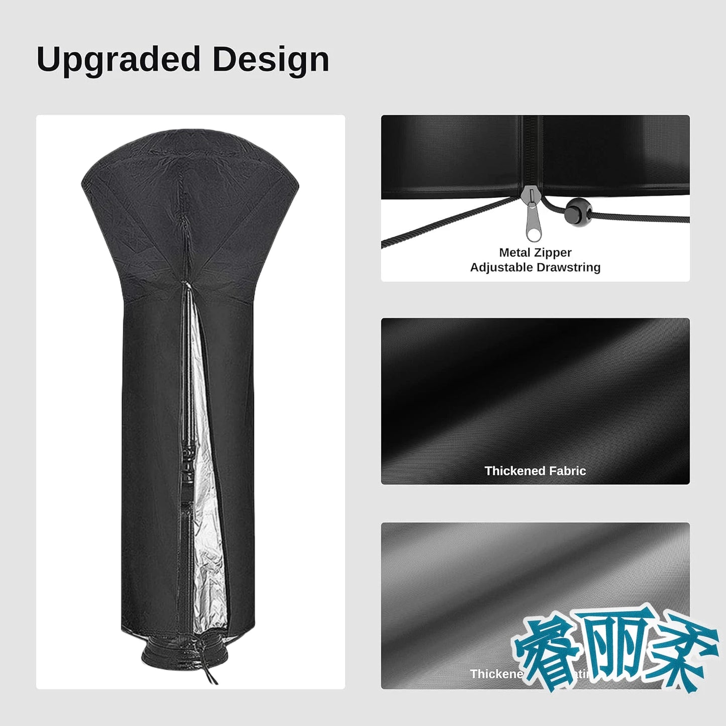 Patio Heater Covers with 210D Oxford Fabric, Zipper, Waterproof, Dustproof, Wind-Resistant , Sunlight-Resistant, Snow-Resistant