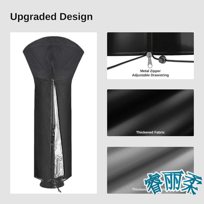 Patio Heater Covers with 210D Oxford Fabric, Zipper, Waterproof, Dustproof, Wind-Resistant , Sunlight-Resistant, Snow-Resistant