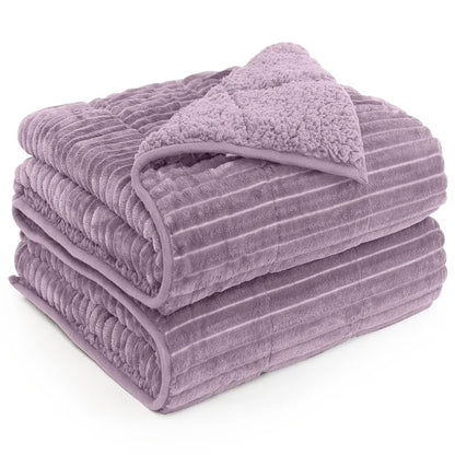 15lbs Weighted Blanket Queen Size for Adults, Dual Sided Heavy Bedspread All Season Cooling Warm, Dark Grey Purple Throw Blanket