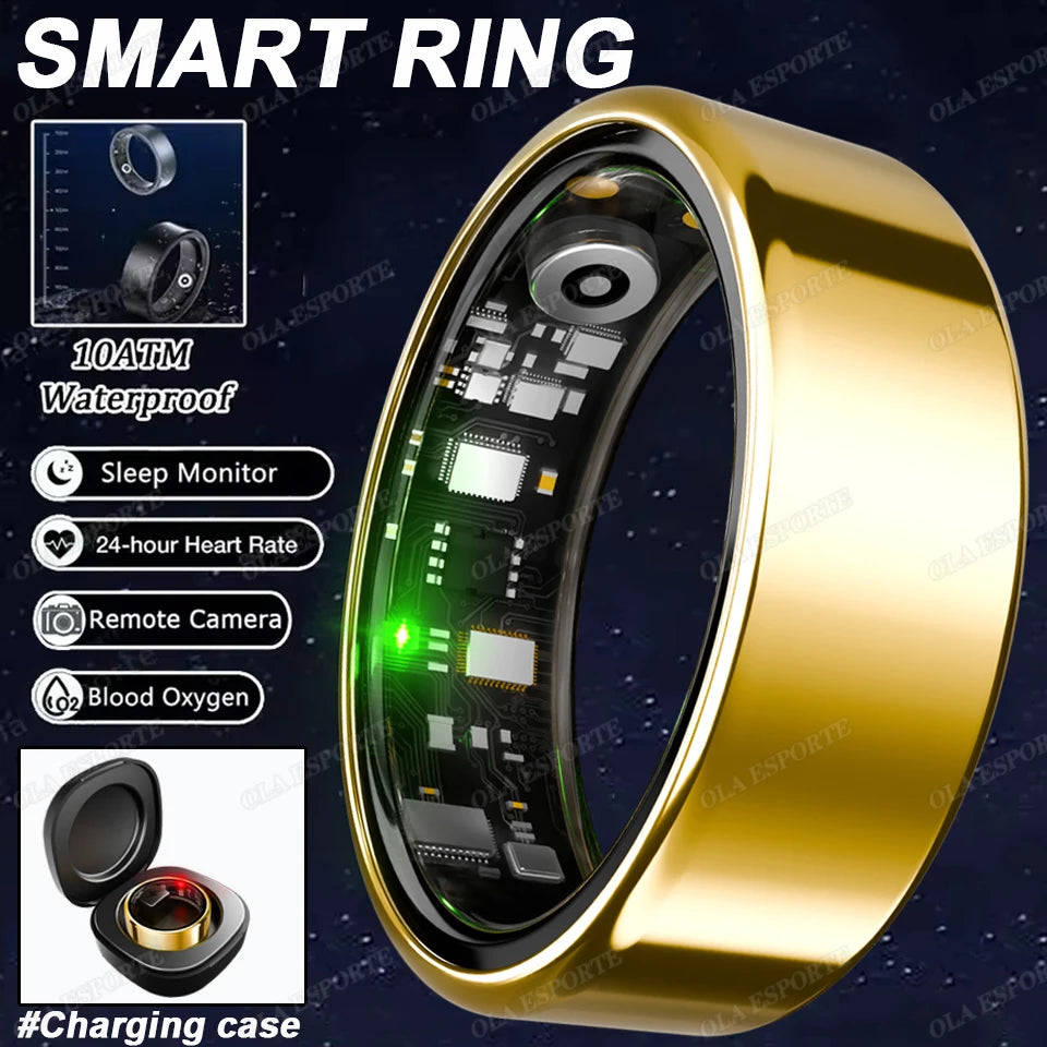 2025 New Smart Ring Blood Oxygen Heart Rate Sleep Monitor Sports GPS Tracking Remote Care 10ATM Waterproof Men Women Smartring