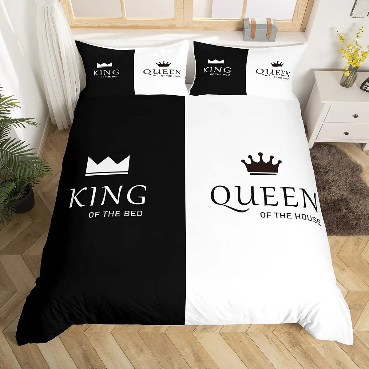 Duvet Cover Set Soft And Comfortable  Gray And Black King Pattern Bedding Set For Bedroom Guest Room And Dorm Decoration