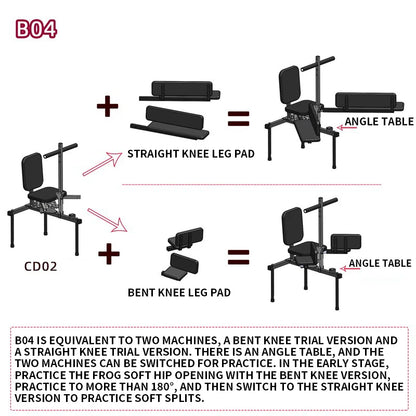 Soft Open Leg Stretching Machine, New Type Frog Splits Flexibility Trainer, 2 in 1 Leg Stretching Steel Frame