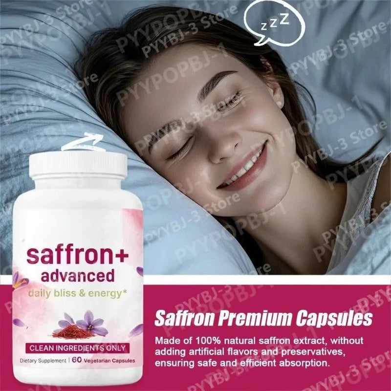 Saffron Capsule with Saffron,Turmeric Plant-Based Extract and Vitamin,Magnesium Daily Health Support 10-in-1 Supplement 60 Count