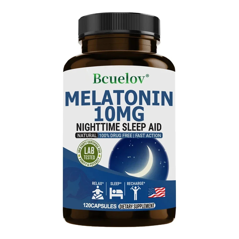 Melatonin 10mg - Anxiety Stress Relief Help Deep Sleep Save Help Insomnia Aiding Fall Asleep, Supports Natural Sleep Cycles