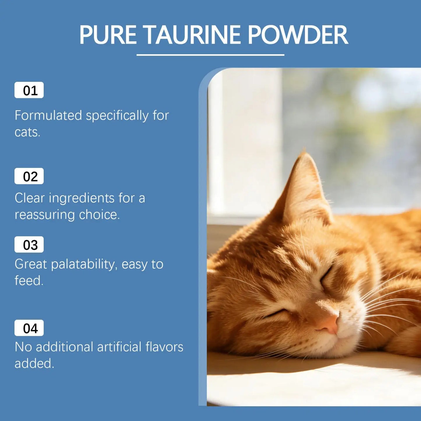 Cats Taurine Powder Support Pet Heart Health and Stability Maintain Pets Vision Gentle Formula Pet Daily Care Nutrition Powder