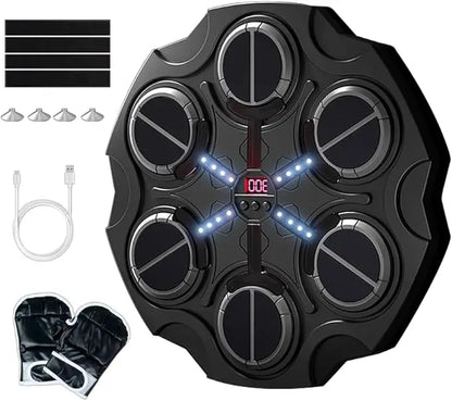 Music Boxing Machine Bluetooth Boxing Trainer Machine with Gloves Adjustable Speed Boxing Wall Mount for Kids Adult Office Home