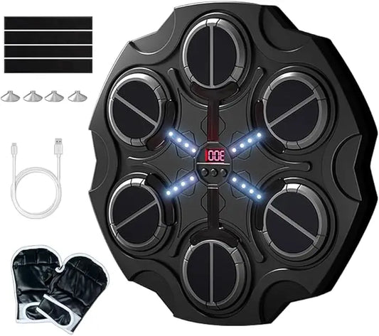 Music Boxing Machine Bluetooth Boxing Trainer Machine with Gloves Adjustable Speed Boxing Wall Mount for Kids Adult Office Home