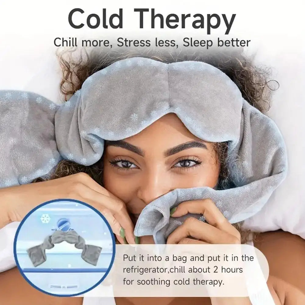 Refrigerable Weighted Sleep Mask Cold Therapy Comfort Plush Eye Mask Light Blocking for Natural Sleep Stress Relief Bedtime Use