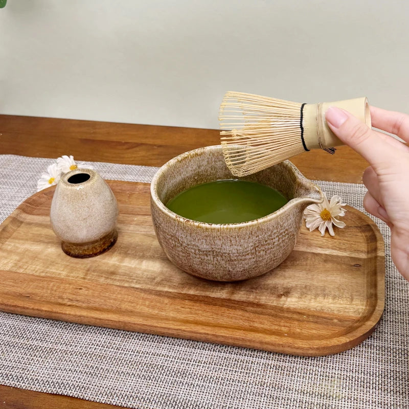 Japanese Matcha Set 7pc Glazed Bowl Whisk Brush Tea Powder Can Complete Tea Ceremony Tools Starter Kit With Full Accessories