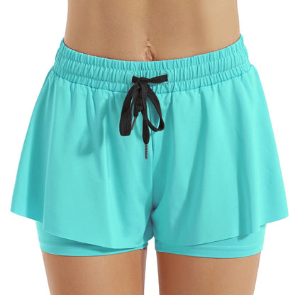 Women Sports Short Skirt 2 In 1 Yoga Shorts Side Fork Fitness Running Tennis Badminton Anti Exposure Skirt Gym Sportswear