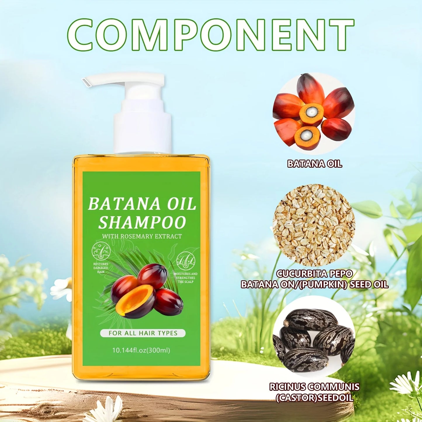 Batana Oil Shampoo - Hydrates And Fortifies Hair, Restores Damaged Strands, Stops Split Ends And Breakage