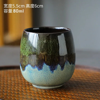 Small Espresso Mug Shot Glass, MasterKung Fu Tea Coarse Ceramic, Espresso Coffee Cups, Color Matching, Fambe,Italian, 80ml