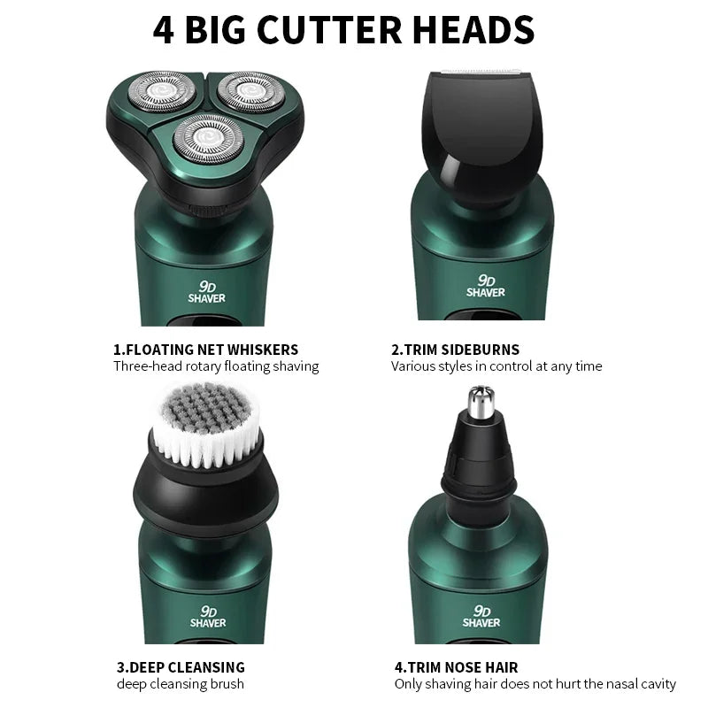 New Smart Electric Shaver LCD Digital Display Three-head Floating Razor USB Rechargeable Washing Multi-function Beard Knife