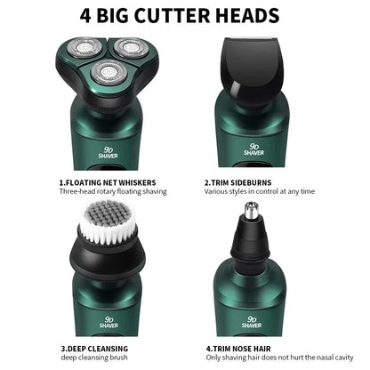 New Smart Electric Shaver LCD Digital Display Three-head Floating Razor USB Rechargeable Washing Multi-function Beard Knife