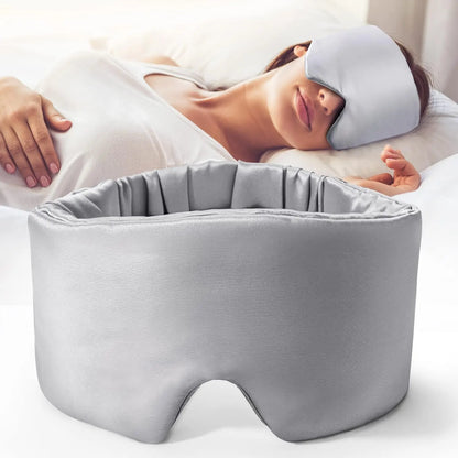 Silk Sleep Mask Soft Pressureless Sleeping Mask 100% Mulberry Silk for Eye Skin Anti Wrinkles,Adjustable Wide Velcro Ear Cover