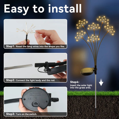 Solar Garden Lights Waterproof Solar Swaying Fairy Light Outdoor Waterproof Lamp for Yard Patio Walkway Wedding Christmas Decor