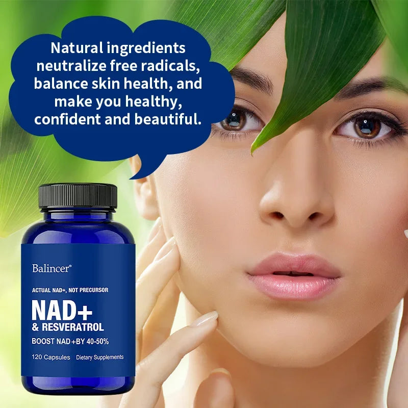 NAD Supplements - with Resveratrol,Support Cell Regeneration Natural Energy Focus and Memory,Anti-aging Capsules
