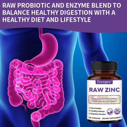 Zinc Supplement, Powerful Immune Support, Rich in Vitamin C, Adult Zinc Vitamins, Promotes Skin Health, Non-GMO, Gluten-free