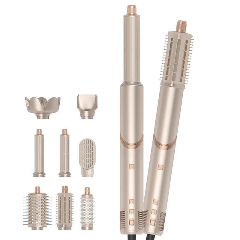 8 in 1 Hair Dryer Brush High Speed Brushless Blow Dryer Negative Ionic Hair Heating Brush Hot Air Styling Comb Hair Curler
