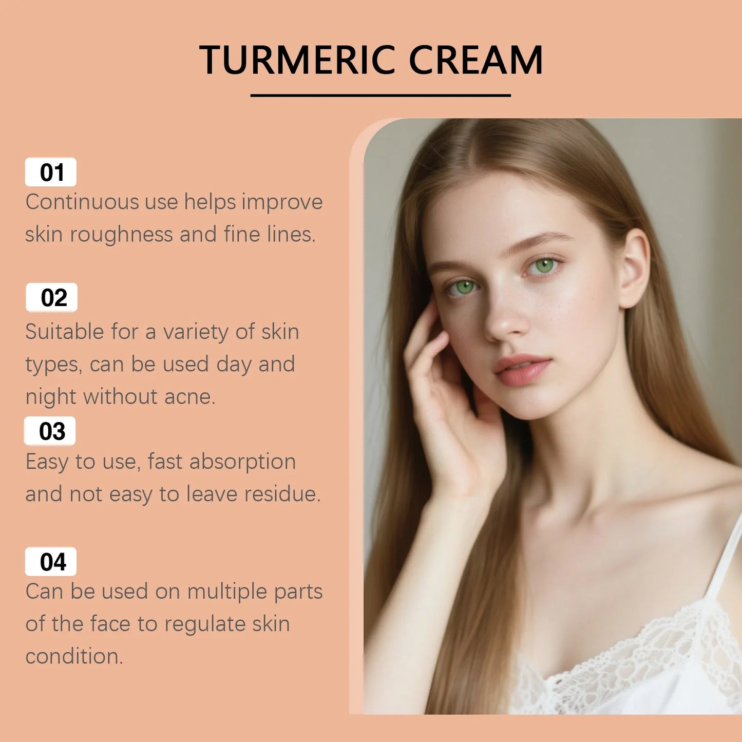 Turmeric Brightening Skincare Set Turmeric Cream & Facial Cleanser Reduces Dullness Moisturizing Soothing Anti-Wrinkle Skin Care