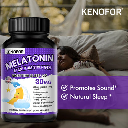 Melatonin Capsules 30mg - Promote Falling Asleep Quickly, Calm The Mind, Natural Sleep Aid Supplement
