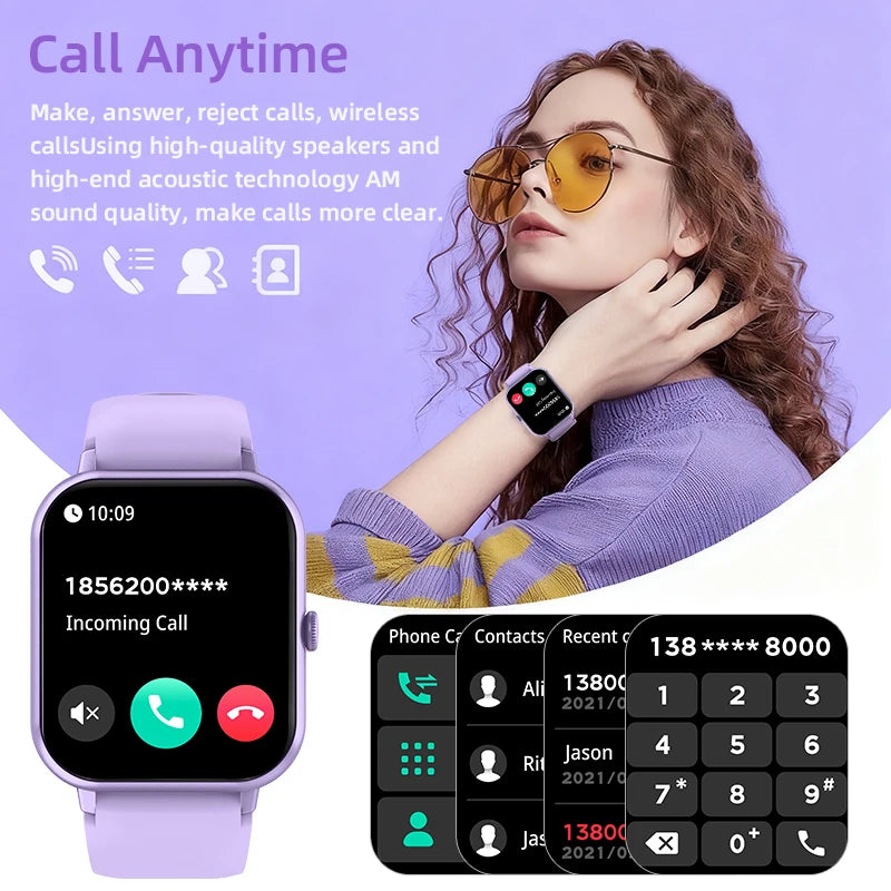 LIGE Sleep Monitoring Smart Watch 1.83” HD Screen Bluetooth Call Pedometer IP67 Waterproof 100+ Sports Modes Smartwatch Men Lady
