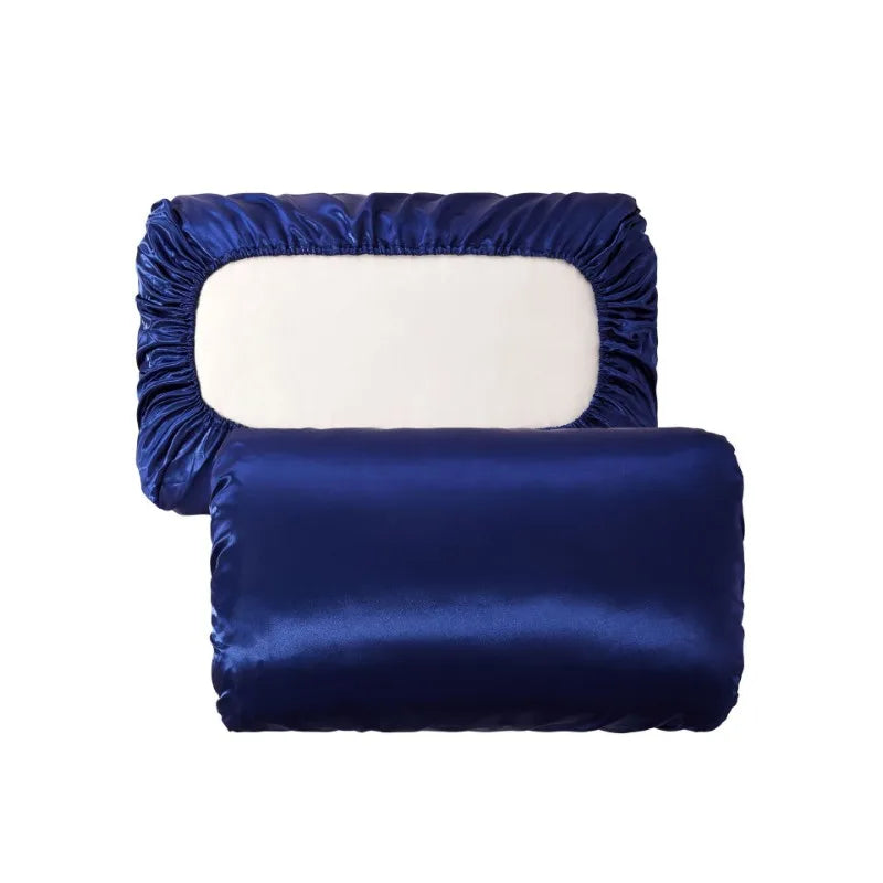 2pc Elastic band Pillow case 100% Satin pillowcase solid color pillow cases pillow cover for bed