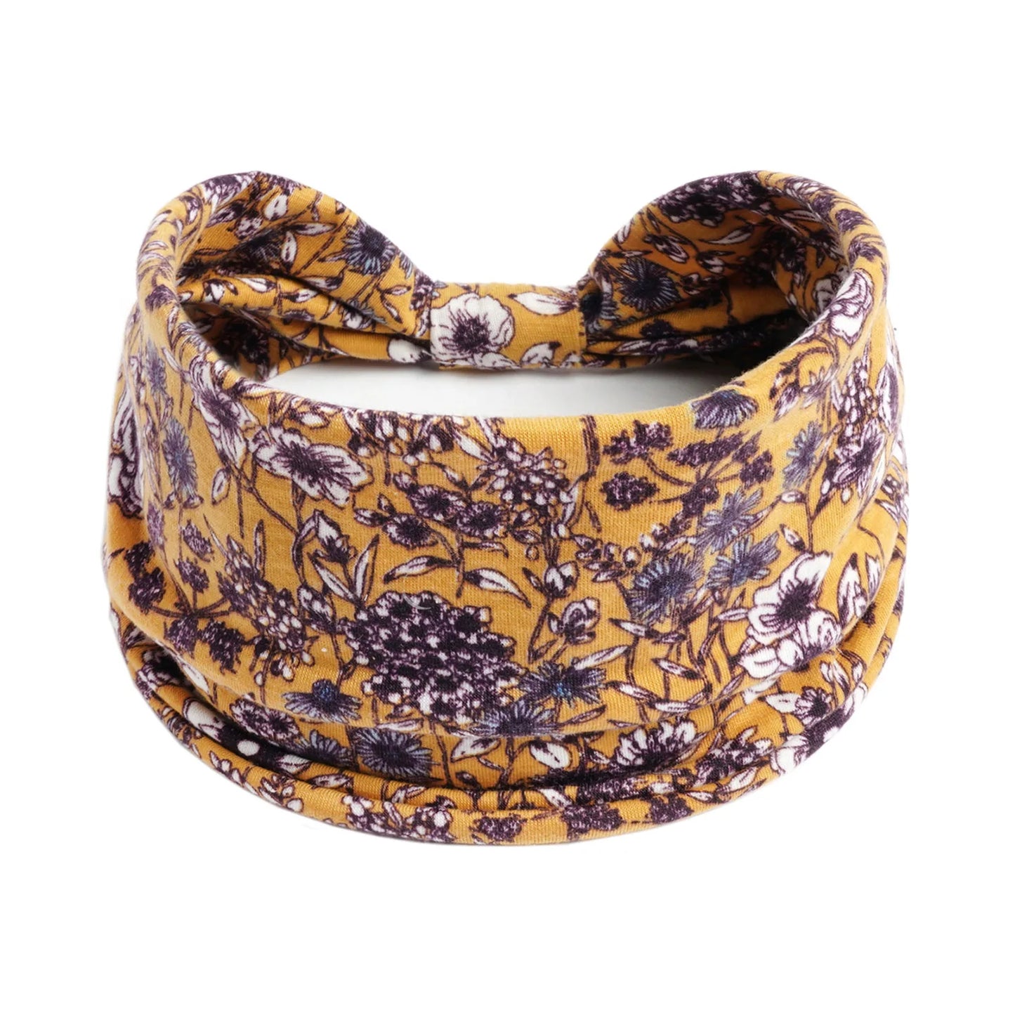 Boho Headbands Wide Knot Hair Scarf Floral Print Hairband Stretch Turban Headwrap Cotton Head Band Fashion Accessories for Women