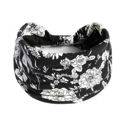 Boho Headbands Wide Knot Hair Scarf Floral Print Hairband Stretch Turban Headwrap Cotton Head Band Fashion Accessories for Women
