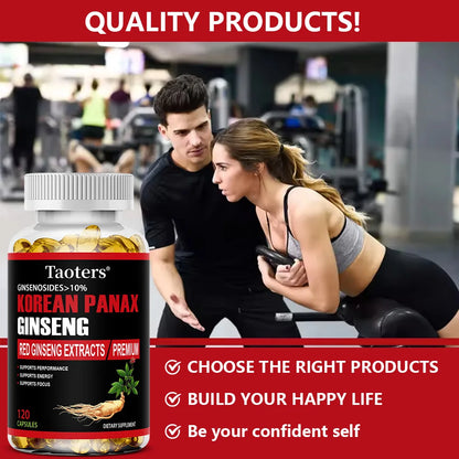 Korean Red Ginseng Supplement - Boosts Energy, Strength, Vitality, Performance and Focus, Improves Blood Circulation