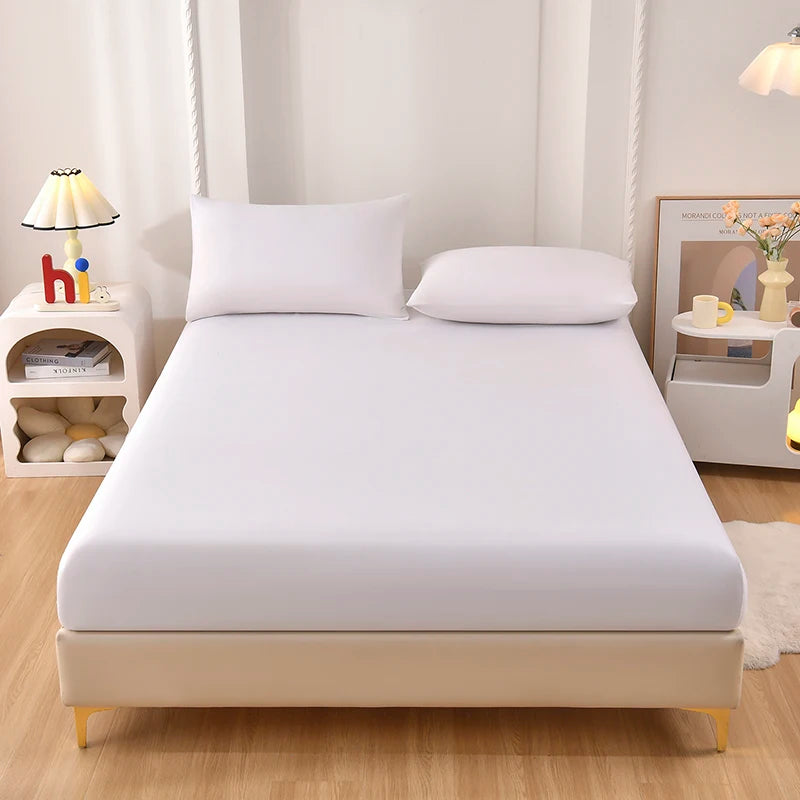 Solid Fitted Sheet 100% Polyester Soft Comfortable Breathble Bedding Set  for Home Bed Mattress (No Pillowcase）