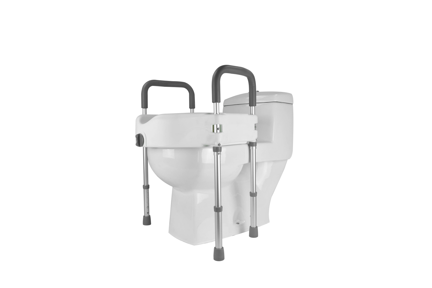 Elderly Care Products PE Durable Easily Self Assemble Fashion Design Firm Detachable Raised Toilet Seat with Armrest and Legs
