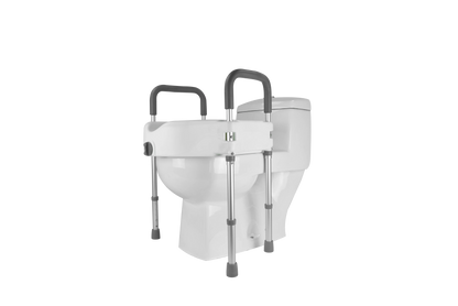 Elderly Care Products PE Durable Easily Self Assemble Fashion Design Firm Detachable Raised Toilet Seat with Armrest and Legs