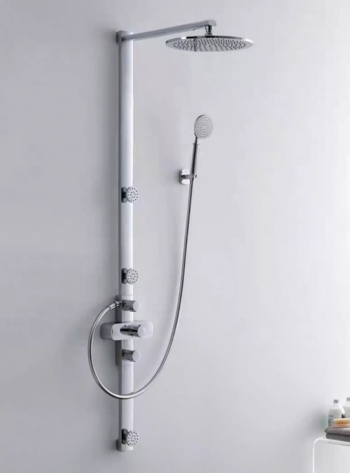 Brass Thermostatic Shower Mixer With 3 Body Jet Sprays And Air Mix Rain Shower Ceramic Valve Core