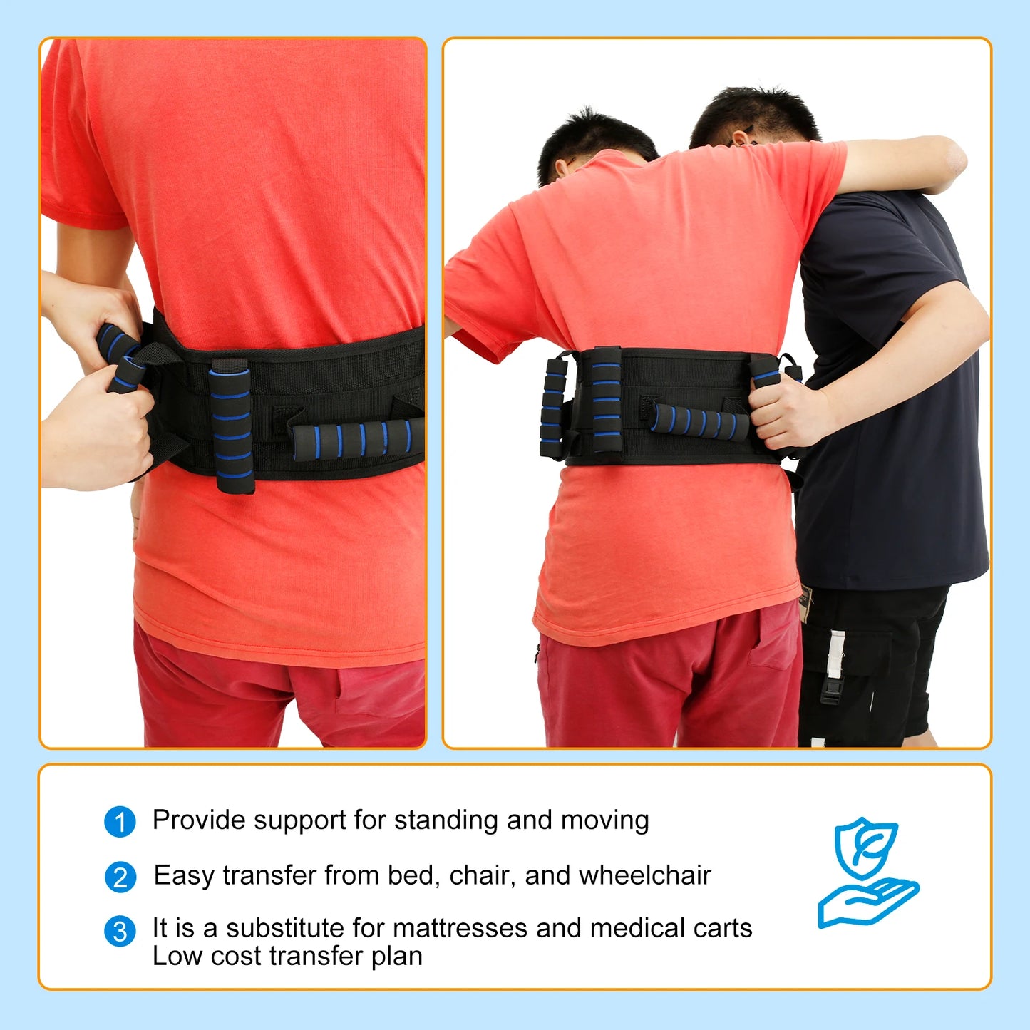 Transfer Gait Belt for Elderly Independent Walking Assist Support Belt Quick Release Buckle Care Gait Belt for Disabled Patients