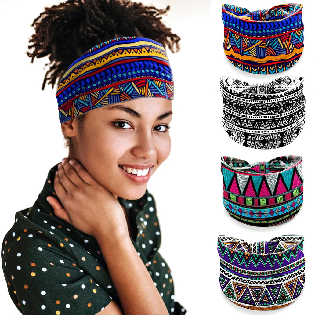 1 Pcs European American Women'S Bohemian Style Elastic Headscarf Yoga fitness Running  ventilation Wide Brimmed Hair Accessories