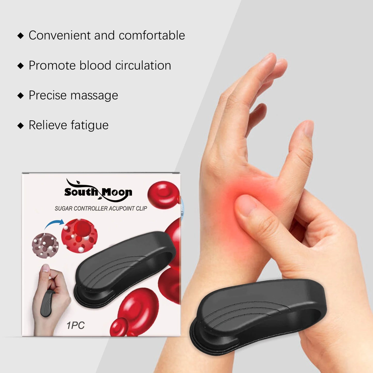 Sugar Blood Control Acupressure Point Clip Treatment Diabetes Lower Blood Glucose Anti Stress Relax Body Hand Meridian Massager