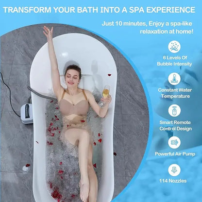 Electric Bathtub Bubble Massage Mattress Waterproof Bath Spa Air Bubble Massage Mat Full Body Bubbling Bath Thermal Massager