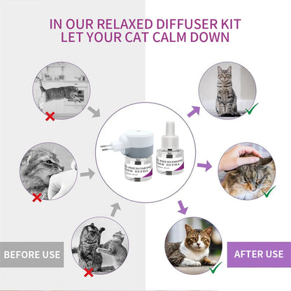 Pet Calming Diffuser with 2PCS Soothing Liquid 3 In1 Pet Pheromones Pet Relief Stress Anxiety Reduce Aggression Barking 48ml/Pc