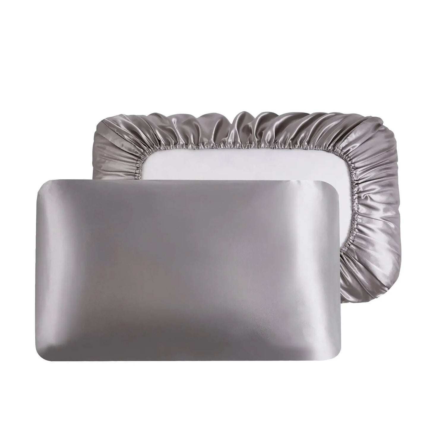 2pc Elastic band Pillow case 100% Satin pillowcase solid color pillow cases pillow cover for bed
