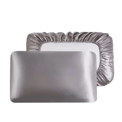 2pc Elastic band Pillow case 100% Satin pillowcase solid color pillow cases pillow cover for bed