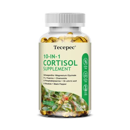 10-IN-1 Cortisol Supplement  for Women Men,with Ashwagandha, Magnesium,L-Theanine,Balanced Cortisol Levels, Night & Calm Support