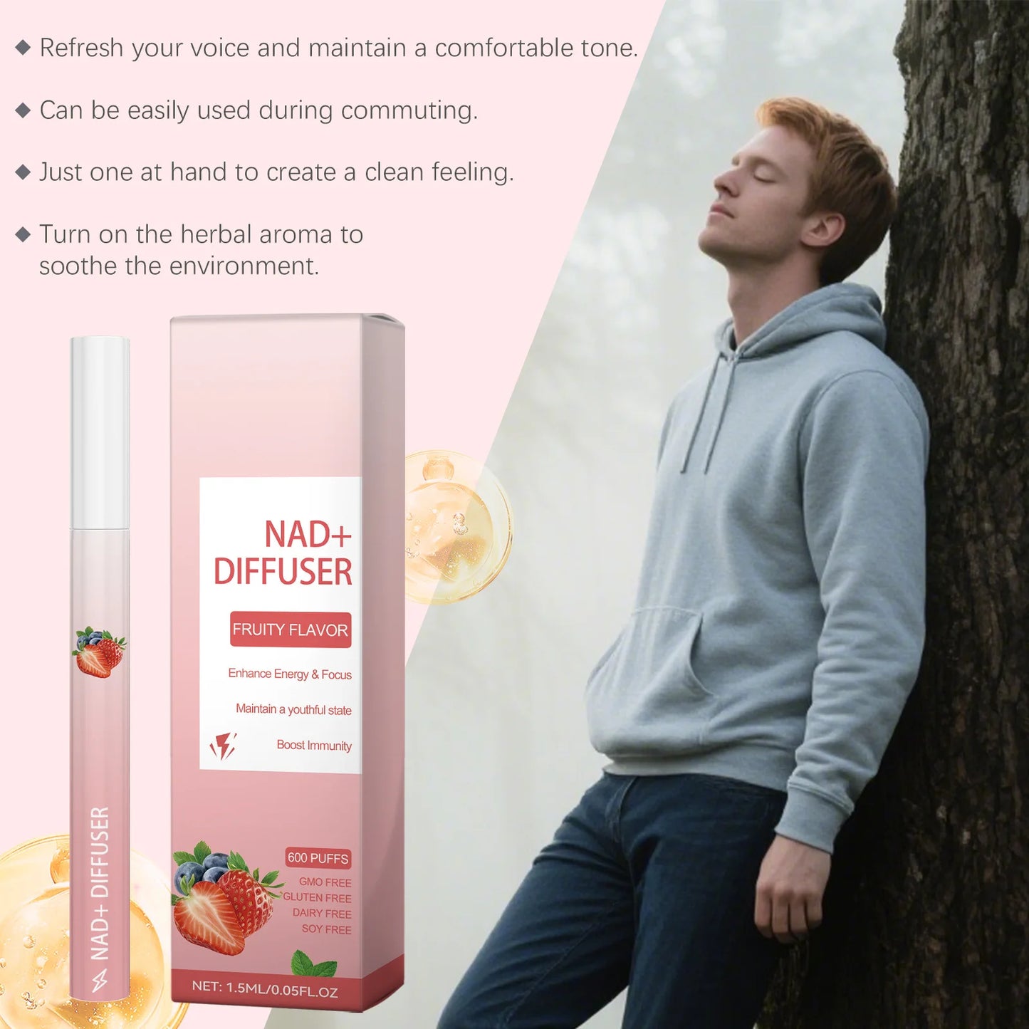 Herbal Energy Stick Nad+ Diffuser Enhance Focus Improve Vitality Boost Immunity Fatigue Relief Smooth Breathing Relax Energy Pen