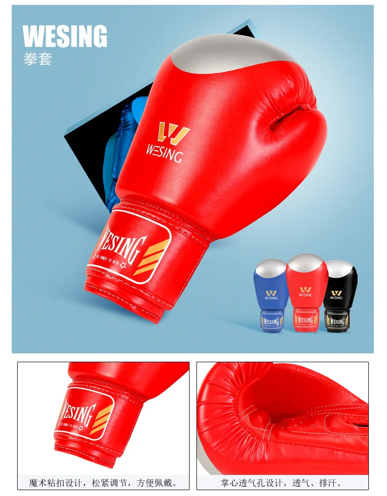 Wesing Wushu Sanda Kickboxing Protection 6 pcs Set Gear Boxing Sand Chest Head Protective Gear