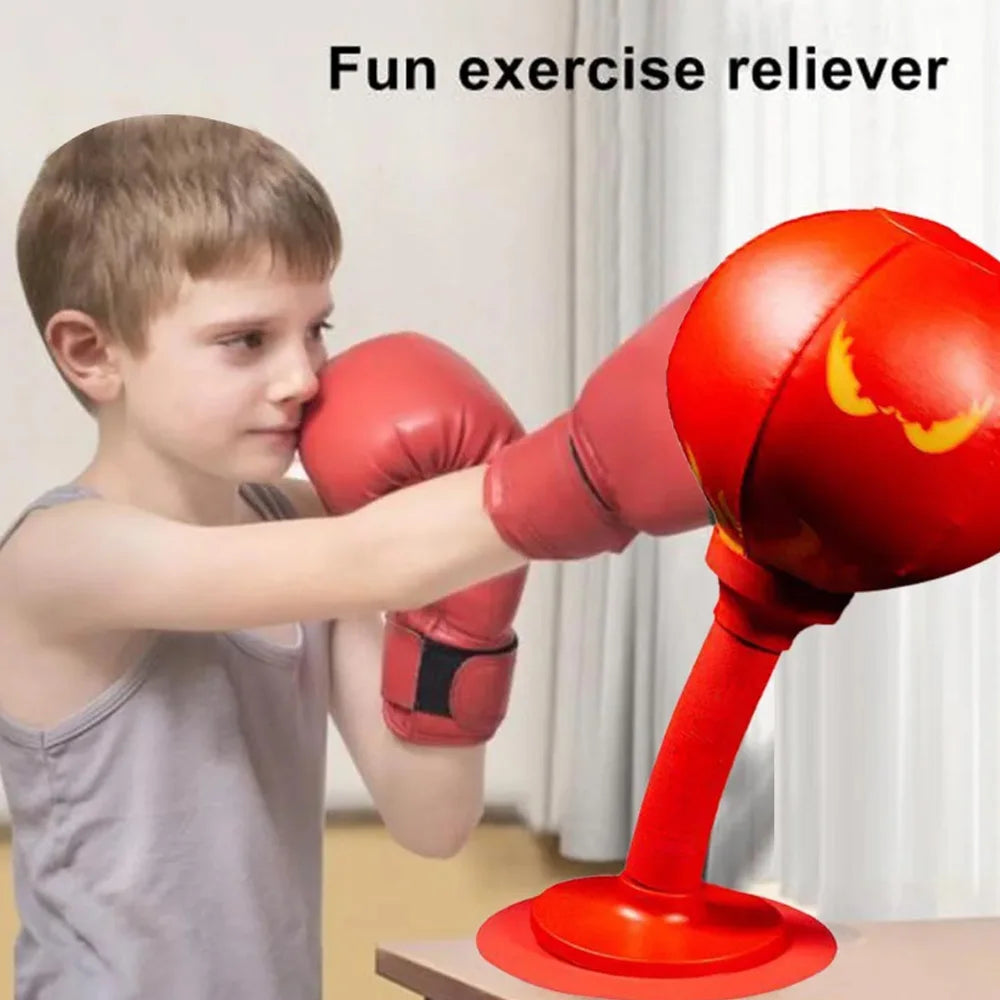 Stress Reliever Punching Bag Toy Boxing Bag With Suction Cup Tabletop Punching Bag with Inflator Fun Punch Rage Bag Table