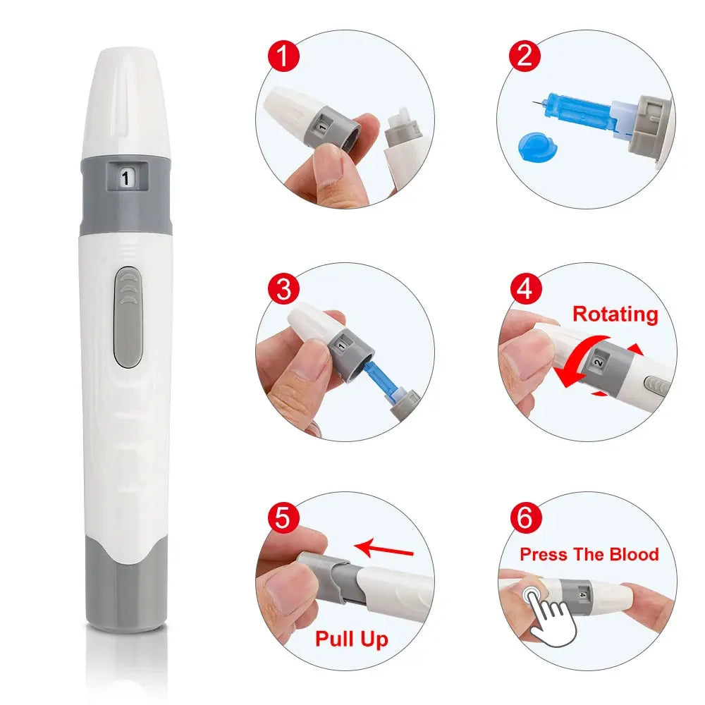 Lancet Pen Adjustable Depth Blood Sampling Glucose Test Pen for Diabetics Blood Collect Lancing Device