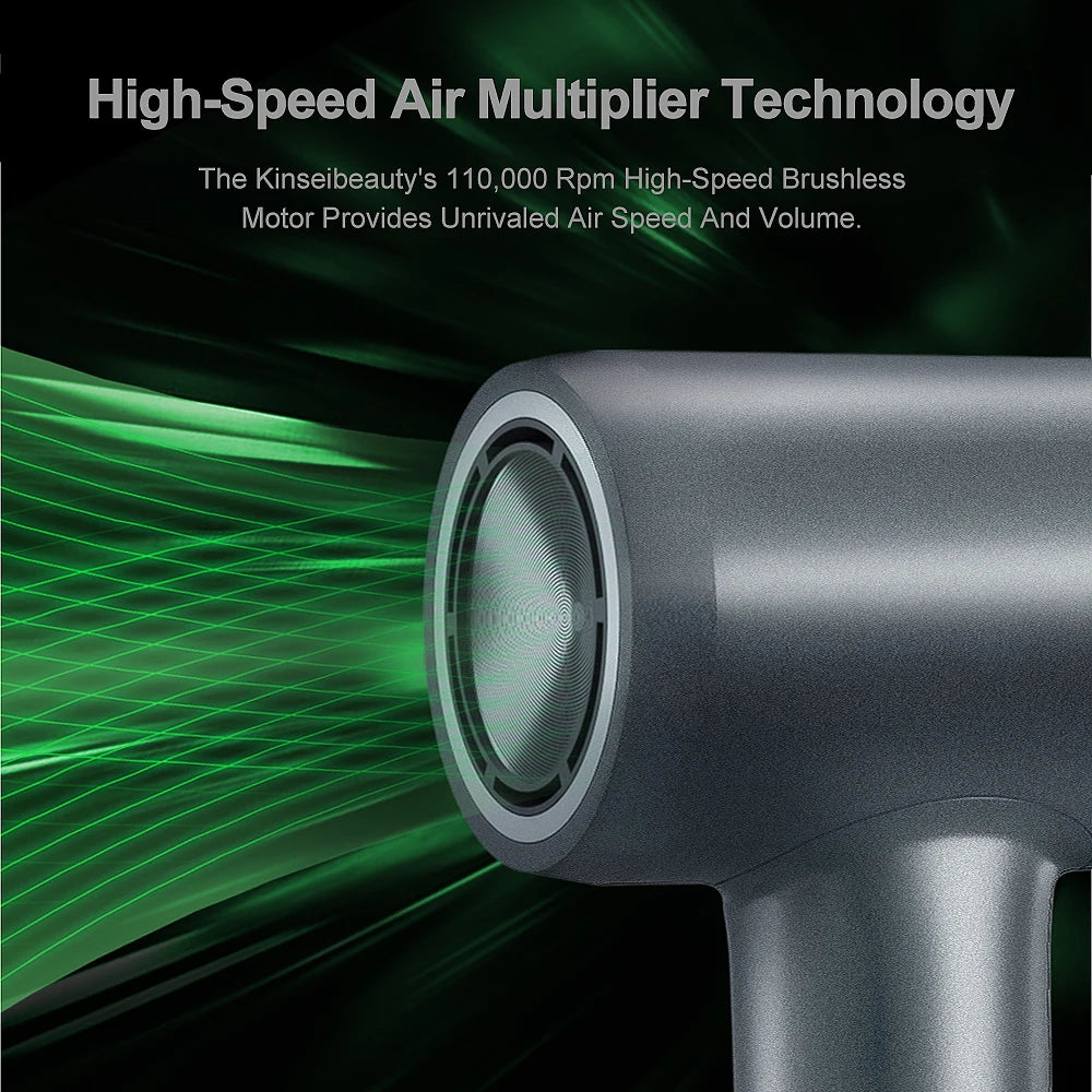 High-Speed Hair Dryer 110000RPM Leafless Negative Ion Hair Care Quick Dry Home Hairdryer 5 Smart Modes HD Screen Hot/Cold Dryer
