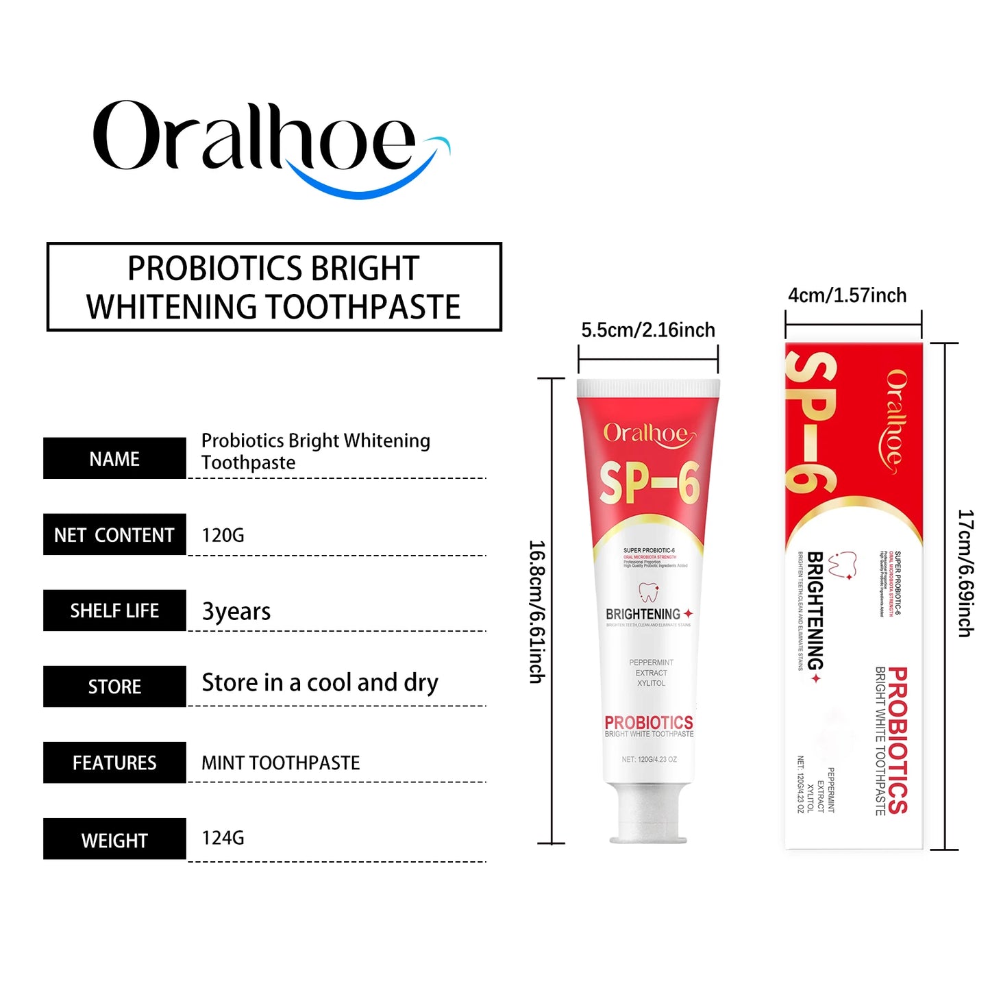 OralHoe Probiotic Whitening Toothpaste For Gentle Gum Care Teeth Stain Removal Fresh Sensitive Teeth Relief Daily Oral